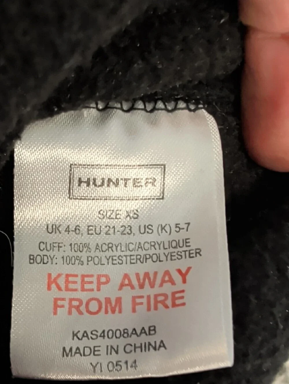 Hunter Black Fleece Boot Liners with Red-Trim Logo